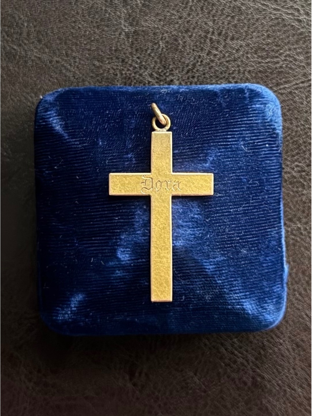Antique Victorian Gold Filled Hand Engraved Dora Cross Pendant Mourning